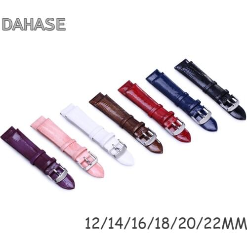 Genuine Leather Watch Band 12mm 14mm 16mm 18mm 20mm 22mm Oil Wax Glossy Replacement Watch Strap Lizard Pattern Bracelet Wrist