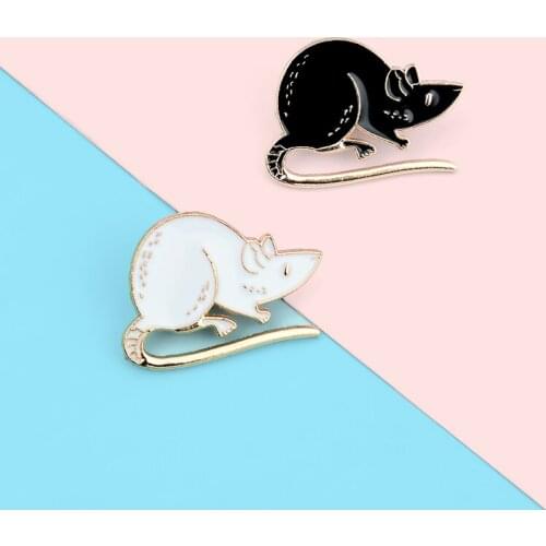 Cute cartoon little mouse metal enamel brooch black and white zodiac mouse alloy badge funny clothing backpack hat accessories
