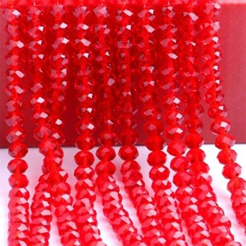 MHS.SUN 2mm-14mm Loose Rondelle Glass Crystal Beads Lt Siam Color Faceted Spacer Beads For Jewelry Making DIY Handcraft
