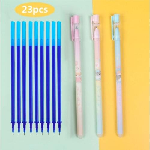 23Pcs/lot 0.5mm Erasable Pen Refill Set Blue/Black Washable Handle Erasable Gel Pen for School Office Writing Supply Stationery