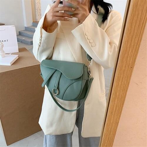Messenger Bags Lady Handbag 2021 Womens Saddle Bag Winter Fashion Casual Cross Body Pu Leather Solid Color