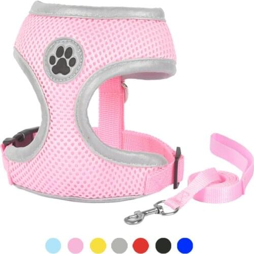 Dog Harness and Leash Set Reflective Nylon Pet Kitten Yorkie Collar for Chihuahua Pug Small Medium Dog Walking Lead Leash