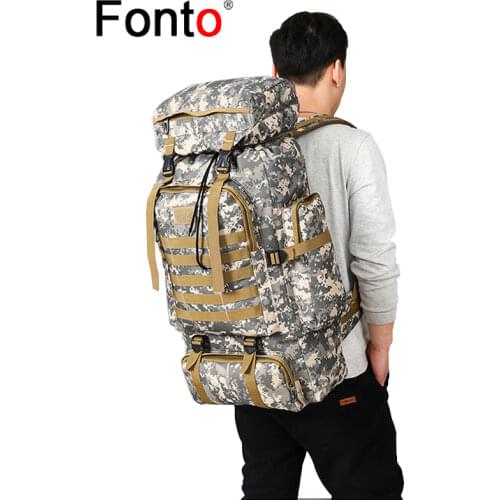 Fengtu 80L outdoor military backpack Camouflage large-capacity backpack Camping hiking backpack Waterproof and wearable
