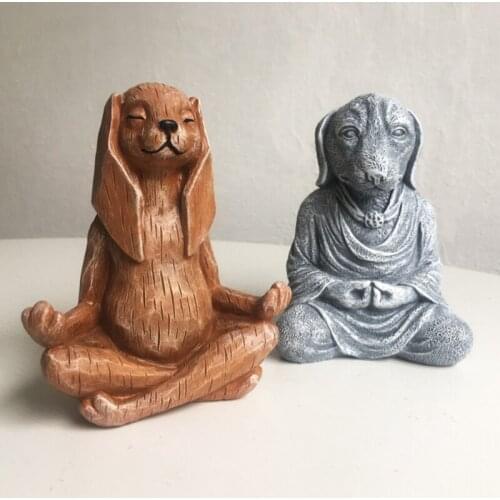 Vintage Rustic Resin Rabbit Dog Statue Animal Yoga Pose Figurine Meditation Collectible Garden Sculptures Indoor Outdoor