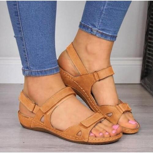 2020 New Women Sandals With Soft Stitching Hook Loop Ladies Sandals Comfortable Flat Sandals Open Toe Beach Shoes Woman Footwear