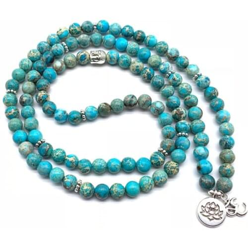 108 Mala Bead Bracelet & Necklace Natural Stone Jewelry Gift for Women Yoga Lotus Om Bracelet Meditation Healing Stone