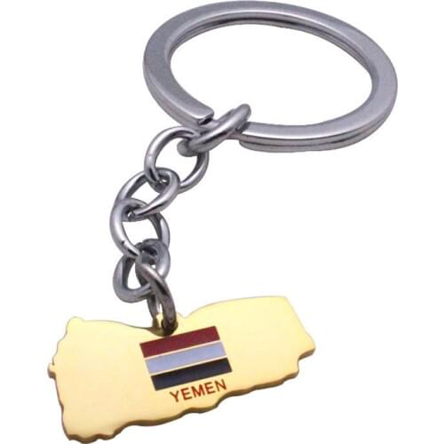 Zkd yemen map yemen flag key chain stainless steel key ring