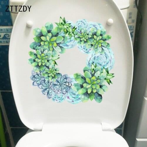 ZTTZDY 23.3×23.2CM Succulent Plants Green Fresh Toilet WC Accessories Personality Home Wall Stickers T6-0005