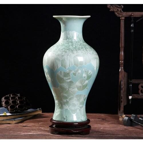 2021 Crystal Glaze Porcelain Decoration Jingdezhen Chinese Style Home Living Room Crafts Vase