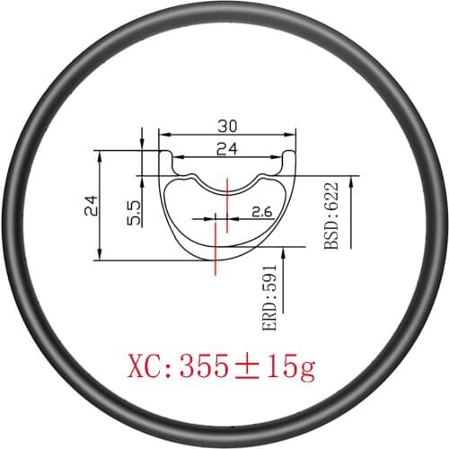 29er MTB XC 30mmx24mm Hookless tubeless Asymmetric Disc carbon rims 24mm deep UD 3K matte glossy cross country mountain bicycle