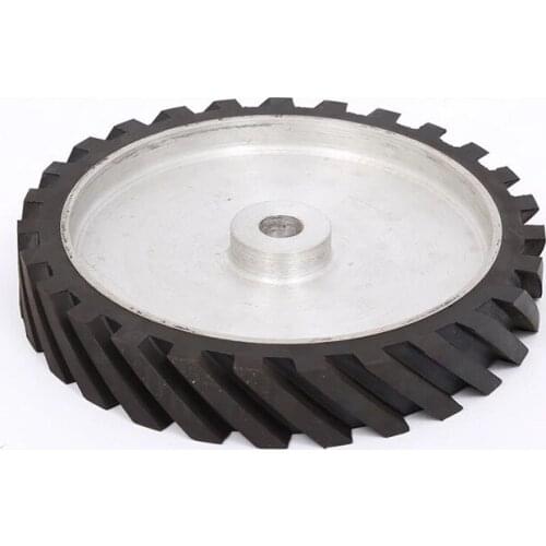 300*50mm Grooved Rubber Wheel Dynamically Balanced Belt Sander Polisher Wheel Sanding Belt Set Contact Wheel