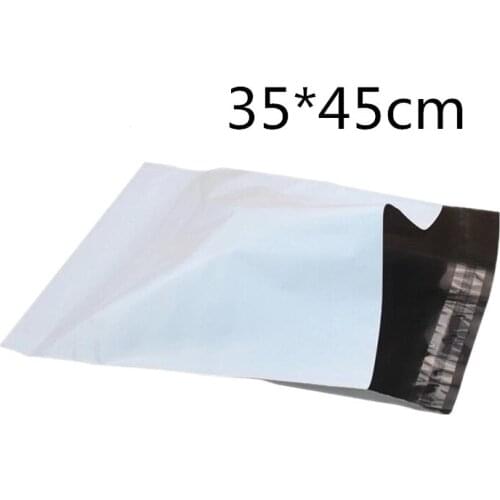 50Pcs/Lot 35x45cm Express Courier Mail Bag Courier Post Mailer Storage Bag White Poly Self-seal Mail Shipping Organizer