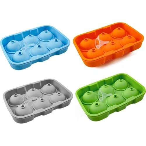 6 Holes Ice Cube Mold with Lid Ice Ball Silicone Tray for Whiskey Cocktails Reusable BPA Free Silicone Mould