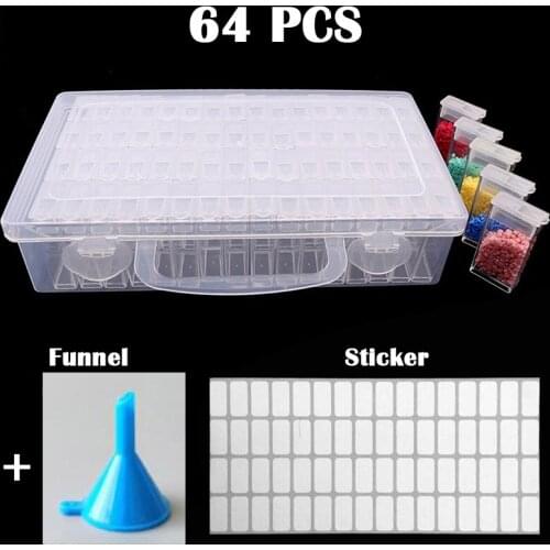 64pcs Diamond Painting Tools sets 5D Diamond Painting Accessories Kits Storage Box Funnel Point Sticker Drill Pen Set