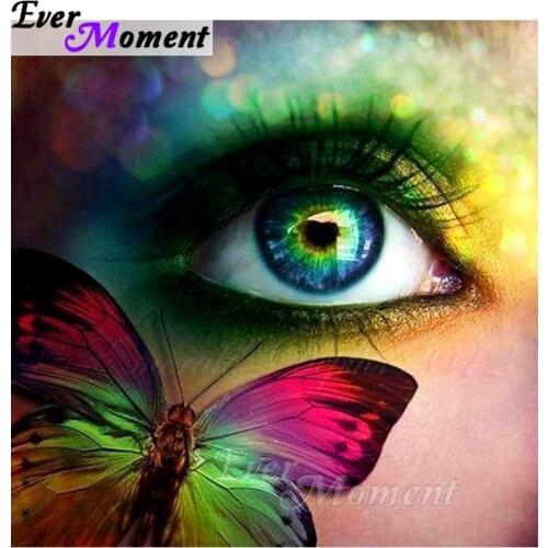 Ever Moment 5D DIY Diamond Painting Colorful Eye Butterfly Diamond Mosaic Full Square Drills Home Decoration Rhinestone ASF1228