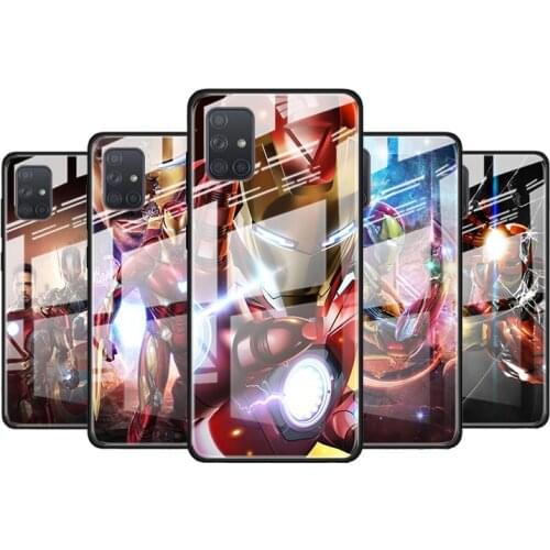 Iron Man Cool Marvel for Samsung Galaxy S21 Ultra A71 A51 4G 5G A91 A81 A41 A31 A21 A11 A01 Tempered Glass Phone Case