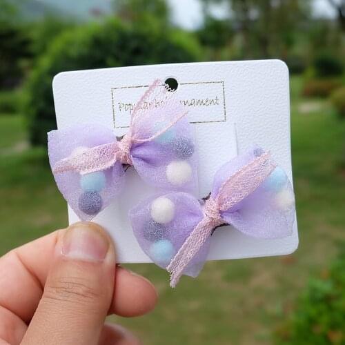 Kids Bows Hair Clips Yarn Flower Barrettes For Girls Baby Children Princess Headwear Hair Accessories Lovely Hairpins Headdress