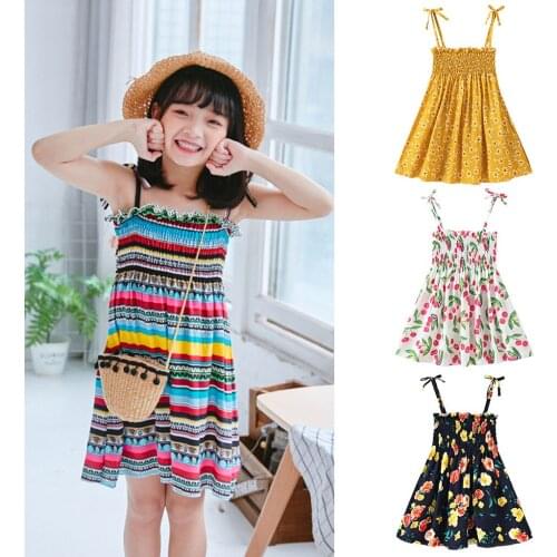 Toddler Baby Kids Girls Floral Flowers Ruched Strap Summer Princess Dress Summer daily party Fashion Baby Princess Dress
