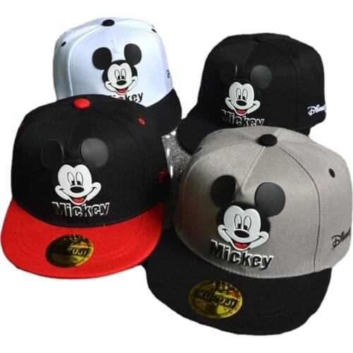 Disney Mickey Ear Baseball Caps Children kids Snapback Hip Hop Hat Boys Girls Summer Breathable Mesh Sun Gorras Adjustable 2-8Y