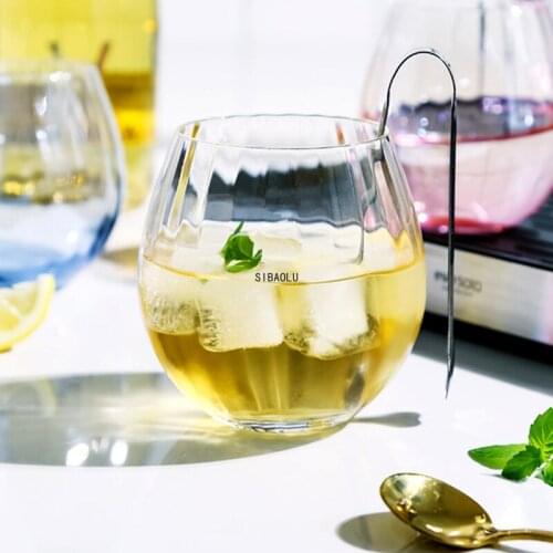 Ins Style Home Glass Colorful European Style Cup Creative Flower Bud Cup Single Big Belly Cup Colorful European Cup