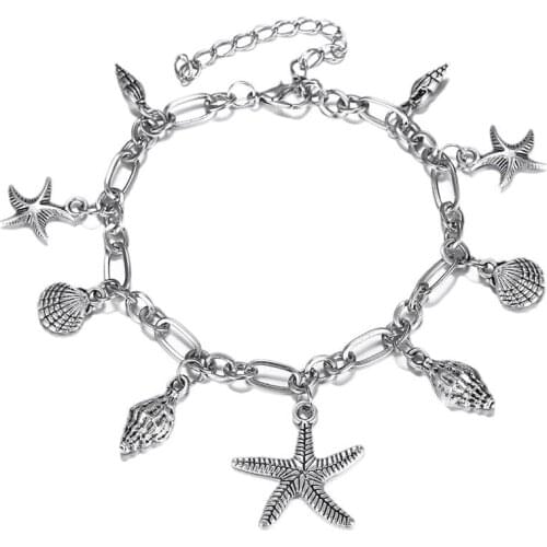Dreamtop Turkey Anklet Starfish Conch Shell Pendant Ankle Chain Bracelet For Women Foot Jewelry Boho Summer Barefoot Beach H15