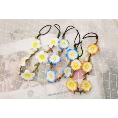 HappyKiss beach accessories frangipani rattan weaving hair band wreath hair rope elastic hair band head hoop hairbands