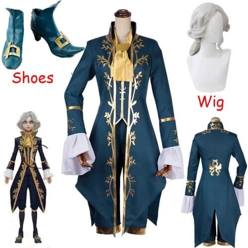 Game Identity V Photographer Joseph Desaulniers Role Play Costume Cosplay Party Dress Suit Stage Singer Tuxedo Jackets Wig Shoe