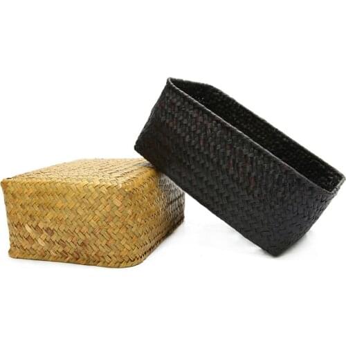 Fine Workmanship Handmade Straw Dried Flower Fruit Pot Basket Rattan Box Candy Earphone Organizer Sundries Storage Home Decor