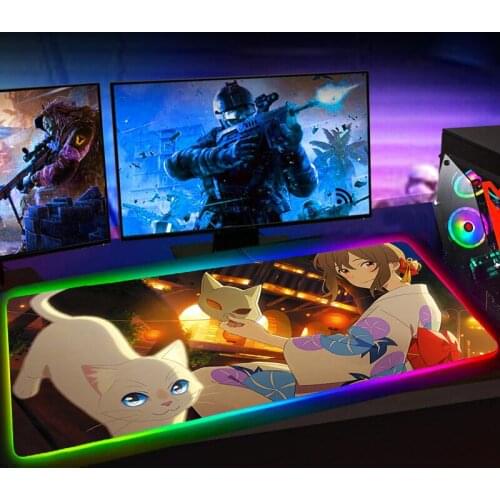 Rgb 900x400mm Alfombrilla Raton A Whisker Away PC Gaming Accessiores Anime Mouse Pad XL Mause Pad LED Backlit Mat Mausepad 35X60