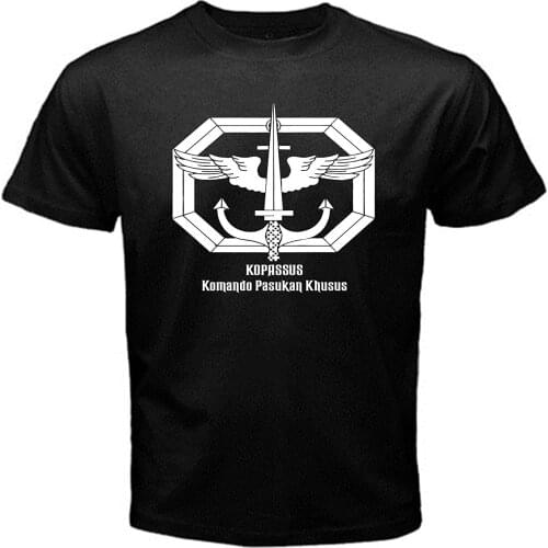 Mens Cotton Short Sleeve T Shirt Kopassus Indonesia Special Force Ground Commando Army T-Shirt Hip Hop Tees Harajuku Tops
