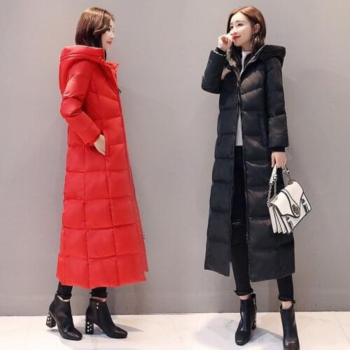 Duck Winter Down Jacket Woman Hooded Red Long Coat Plus Size Down Coats Women Parkas Chaquetas Invierno Mujer KJ470 s