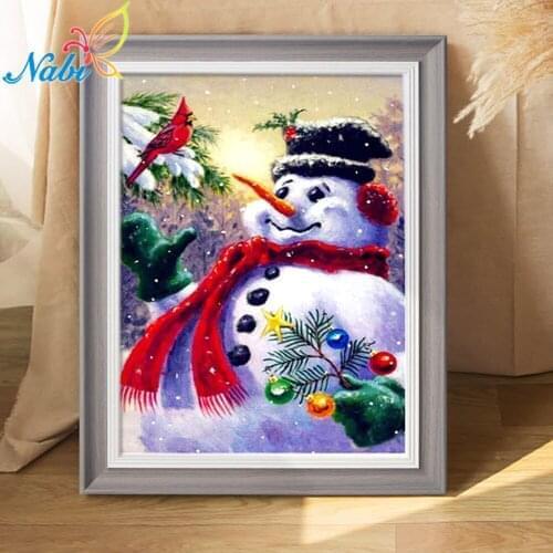 Nabi Paint With Diamond Christmas Diamond Painting Cartoon Full Square DIY Diamond Embroidery Snowman Picture Of Rhinestone