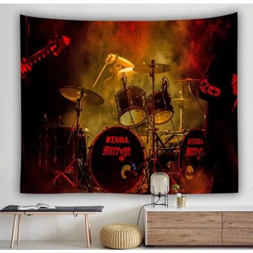 Rock Music Wall Carpet Home Decor Tapestry Wall Hanging Drum Wall Cloth Wall Fabric Drap Mural