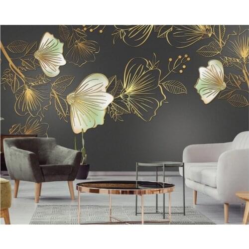 Beibehang Photo Wallpaper Golden high quality flowers And Birds aircraft Murals Living Room Bedroom Waterproof Wall 3d wallpaper