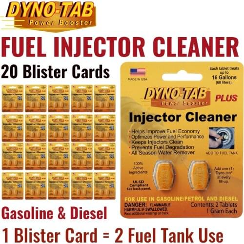 Dyno tab fuel injector cleaner Petrol Gasoline and Diesel fuel treatment economy Save carbon cleaner (20 Blister Cards)
