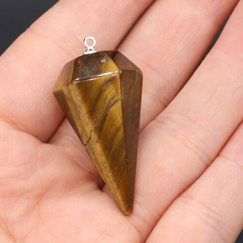 Natural Stone Pendants Faceted tapered Semi Precious Stone Necklace Pendant for DIY Jewelry Making Good Quality Size 20x40 mm