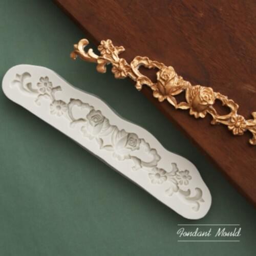 Relief Rose Border Mould Silicone Mold Fondant Cake Decorating Tool Gumpaste Sugarcraft Chocolate Forms Bakeware