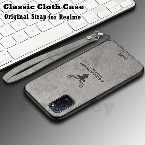 Luxury Deer Cloth Case For OPPO Realme 7 6 5 3 Pro 7i 6i 6s C3 C11 C12 C15 X XT X2 X50 A31 A53 2020 Rugged Cover Original Strap