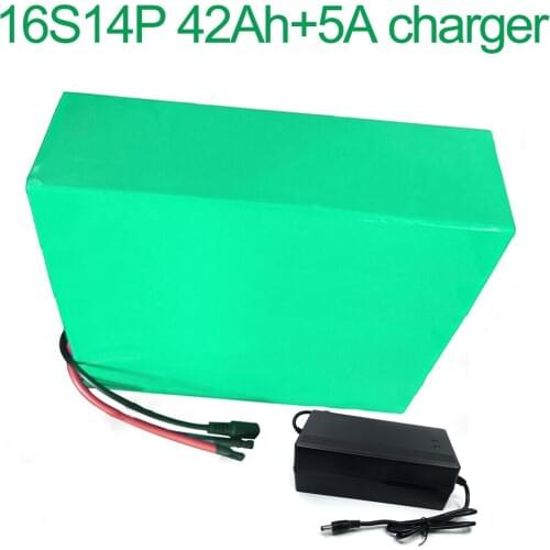 With 5A charger 60V 42Ah 16S14P 18650 Li-ion Battery electric two Three wheeled motorcycle bicycle ebike 310*275*70mm