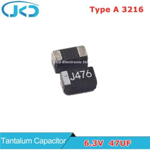 10pcs 6.3V 47UF SMD Tantalum Capacitor Type A 3216 A3216 47UF6.3V 6.3V47UF 476 Original
