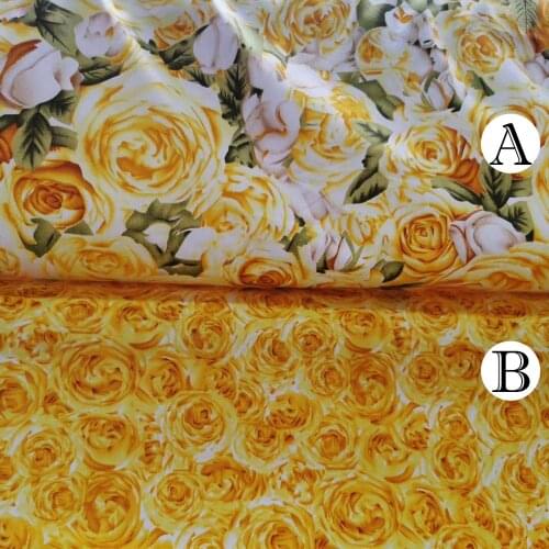 Yellow Floral Series Printed Twill Fabrics Cloth Half Meter For DIY Sewing Baby&Child Quilting Bedsheet Clothes Textile Material