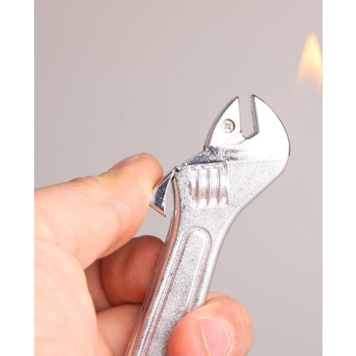 Fun Spanner Wrench Shape Stainless Steel Lighter Refillable Gas Cigarette Lighter No Gas