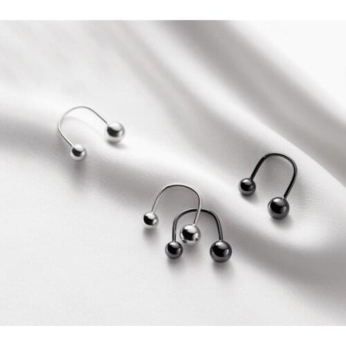 MloveAcc Hot Rock Hiphop Pure 925 Sterling Silver Stud Earrings Popular Korean Boys Star Earring Beads Earring Jewelry for Women