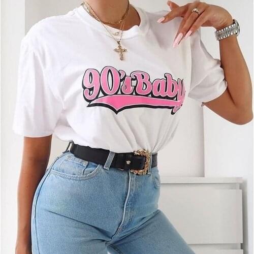 Summer new Harajuku punk casual Vintage ins female tops Letter printed tees fun short sleeve large size Ulzzang sweet T-shirt