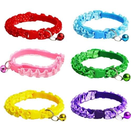 1PC Lovely Lace Collar Leash With Bells Cute Solid Wave Pattern Collar For Dogs Cats Decor Durable Pet Supplies A New