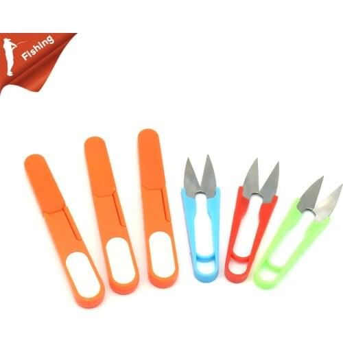 1 Pcs Fishing Tool Stainless Steel Blade Plastic Cross Stitch Cable Scissor Fishing Line Scissor Cutter Cap Fishing Essential