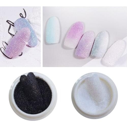 1pcs x3ml Jar Nail Holographic Sugar Powder Black;White Sparkly Holo Sugar Starlight Powder Approx.1g Sugar Glitter Laser Powder