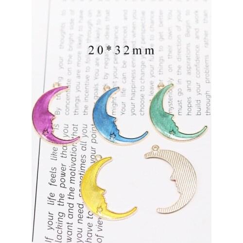 10pcs/Lot Moon 20*32mm Diy Handmade Oil Enamel Charms Design for Jewelry Making Earring Bracelet or Necklace