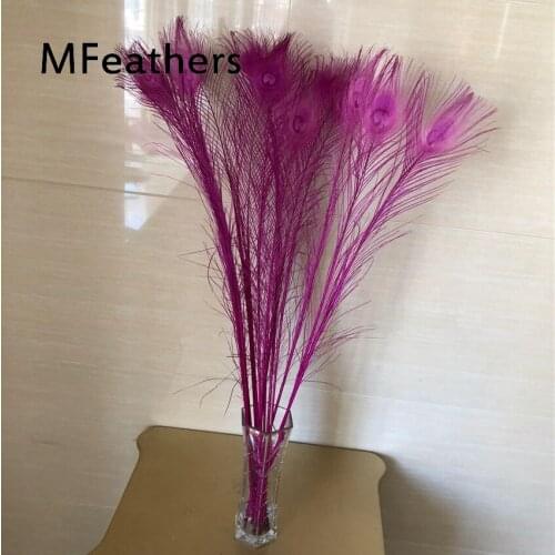 1000pcs peacock tail Feathers 90-100cm 35-40inch peacock eyes Fuchsia color Bleached &Dyed DIY Carnival backpieces feather craft