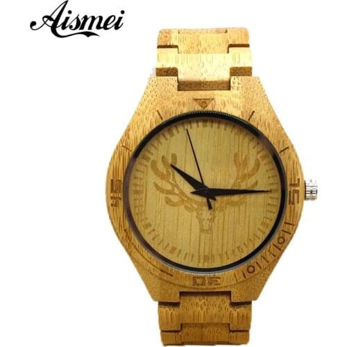 2018 Luxury Elk Bamboo Wood Watch Men Women Wooden Strap male Quartz Wrist Watches Relogio Masculino relojes hombre Mujer